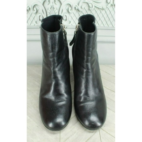Vero Cuoio Black Leather Side Zipper Ankle Heeled Boots Size 6.5 M - Picture 5 of 10